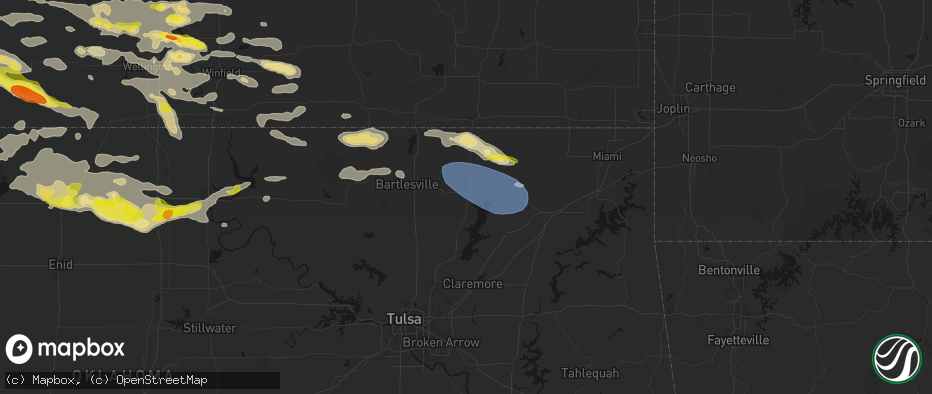 Hail map in Nowata, OK on June 18, 2026