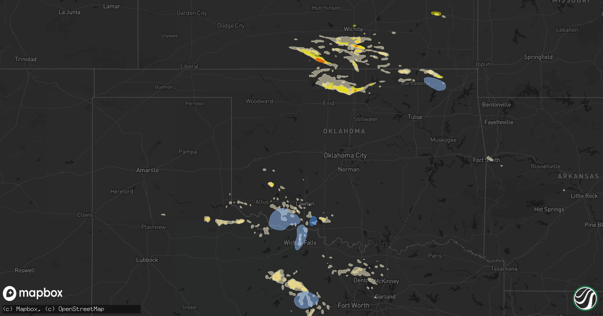Hail map in Oklahoma on June 18, 2026