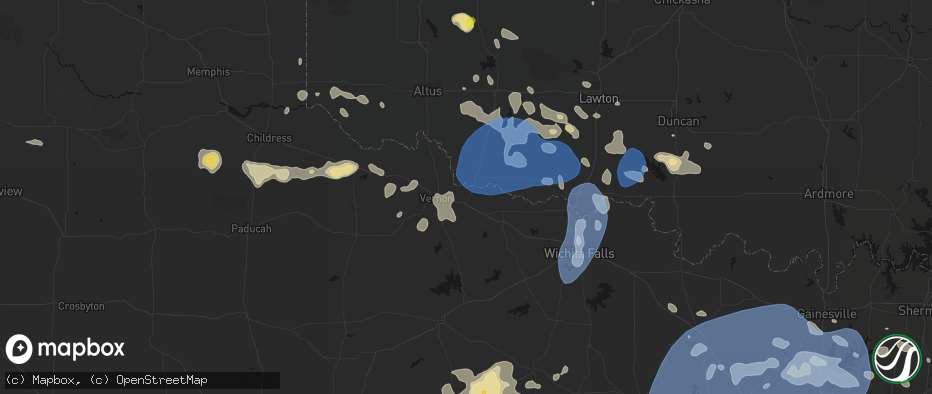 Hail map in Oklaunion, TX on June 18, 2026