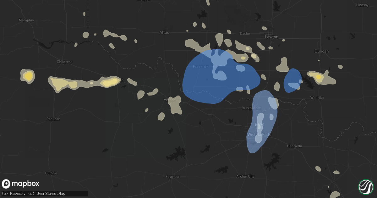 Hail map in Oklaunion, TX on June 18, 2026