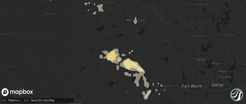 Hail map in Olney, TX on June 18, 2026