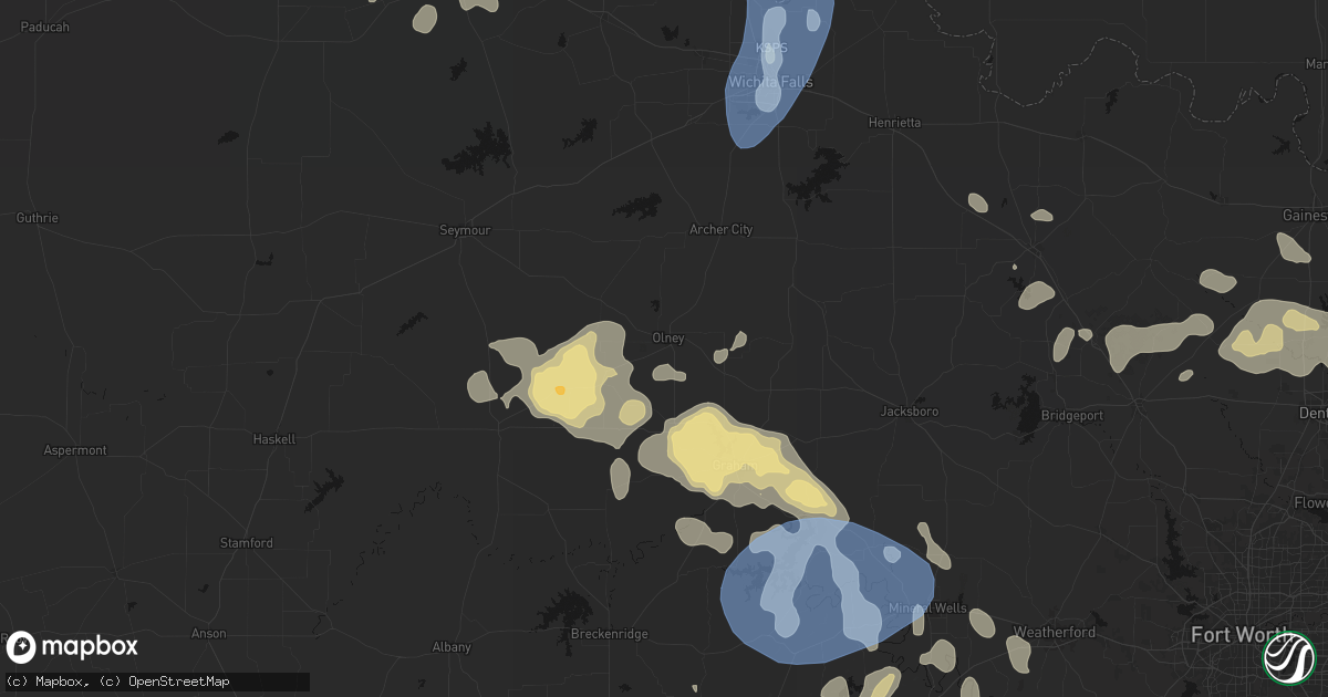 Hail map in Olney, TX on June 18, 2026