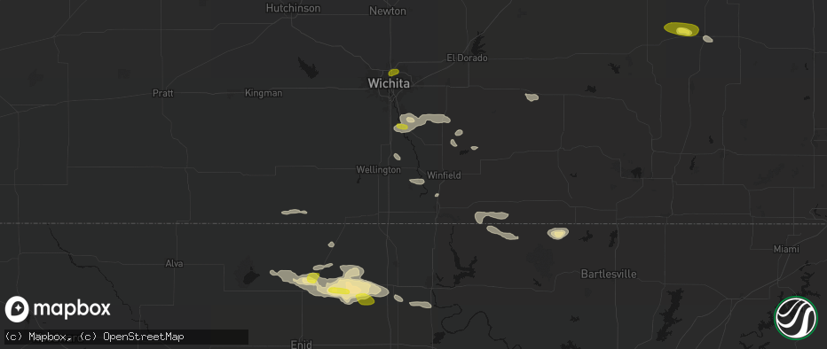 Hail map in Oxford, KS on June 18, 2026