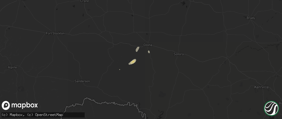 Hail map in Ozona, TX on June 18, 2026