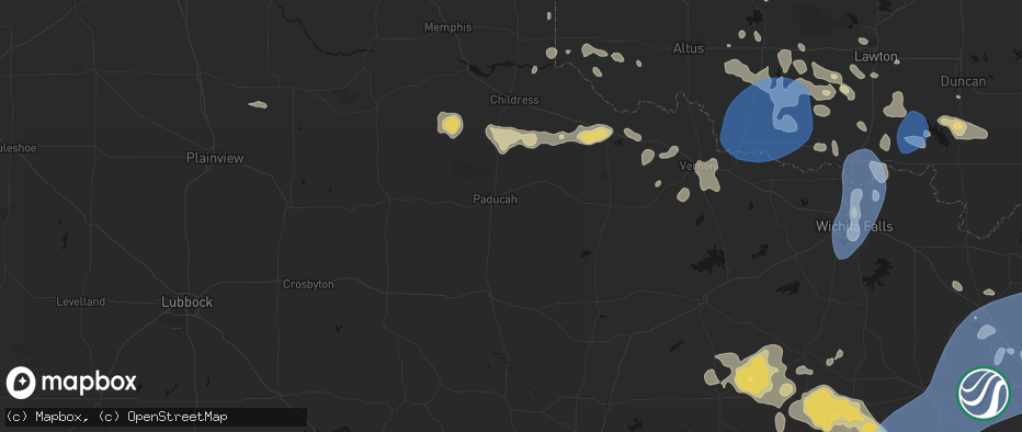 Hail map in Paducah, TX on June 18, 2026