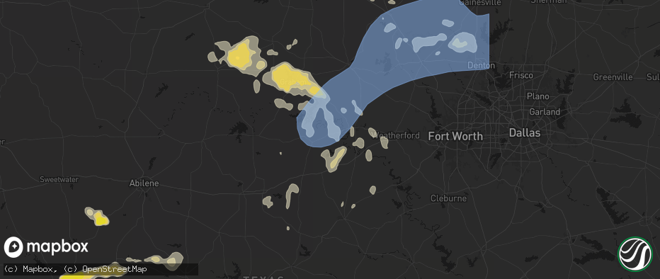 Hail map in Palo Pinto, TX on June 18, 2026