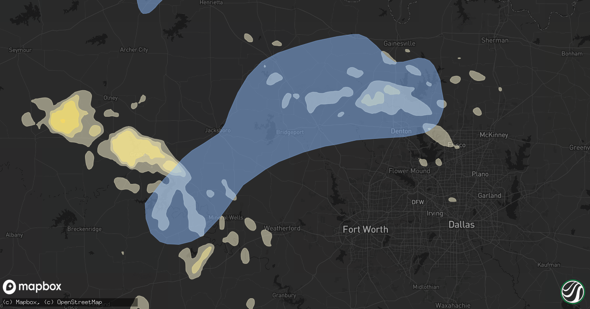 Hail map in Paradise, TX on June 18, 2026
