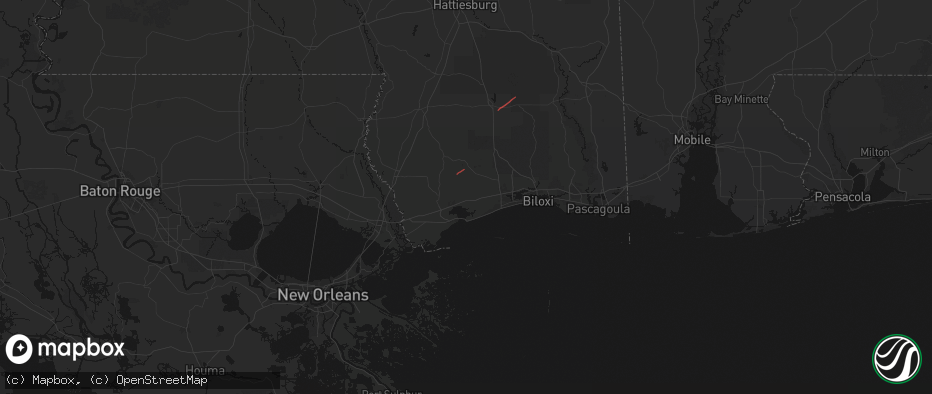 Hail map in Pass Christian, MS on June 18, 2026