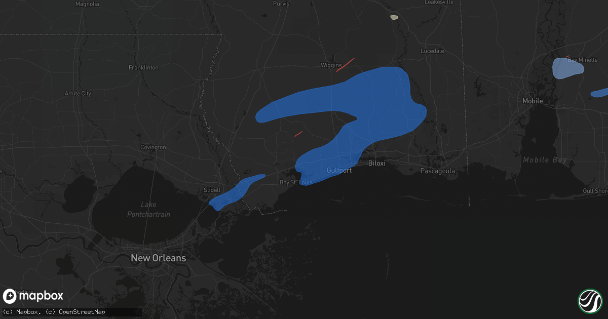 Hail map in Pass Christian, MS on June 18, 2026