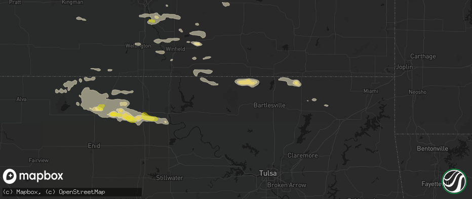 Hail map in Pawhuska, OK on June 18, 2026