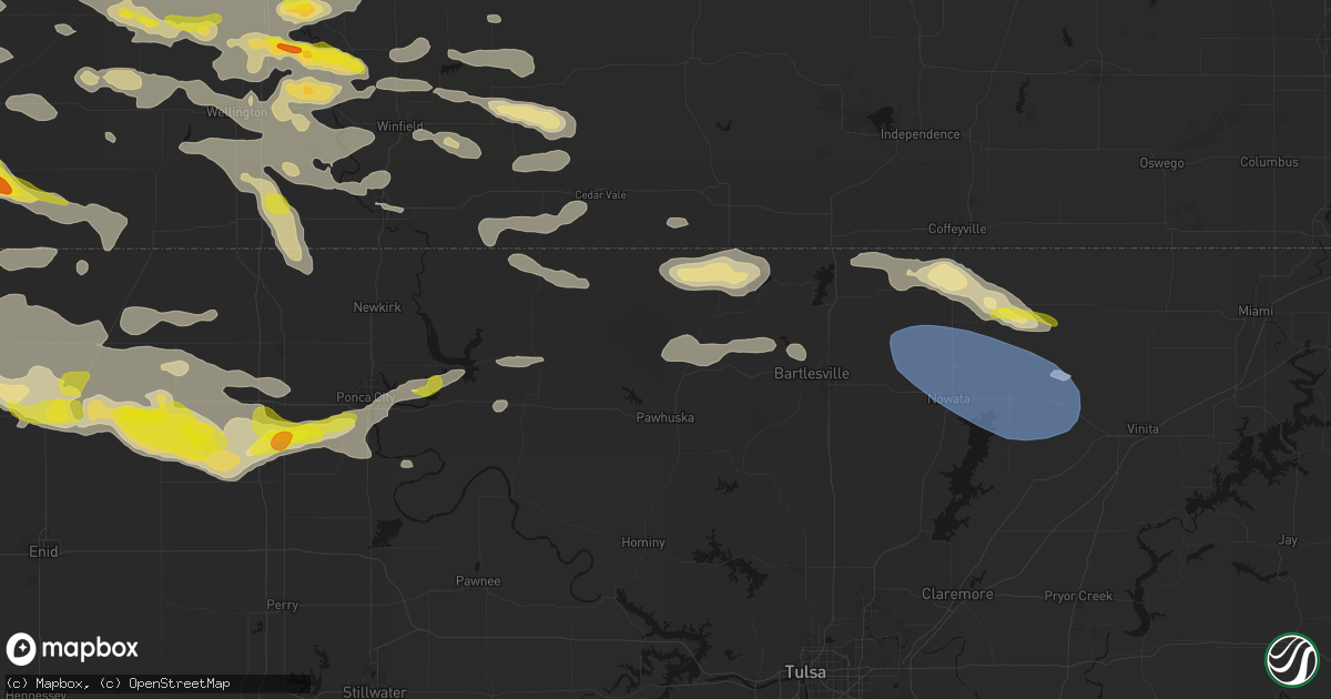 Hail map in Pawhuska, OK on June 18, 2026