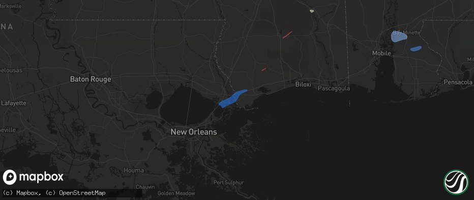 Hail map in Pearlington, MS on June 18, 2026