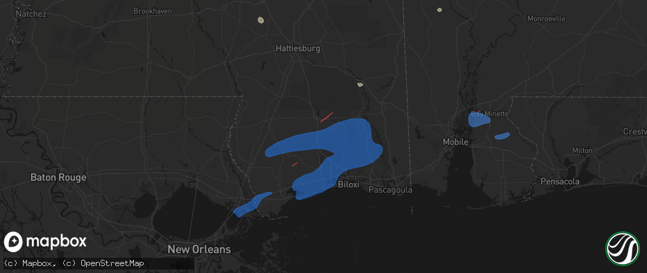 Hail map in Perkinston, MS on June 18, 2026