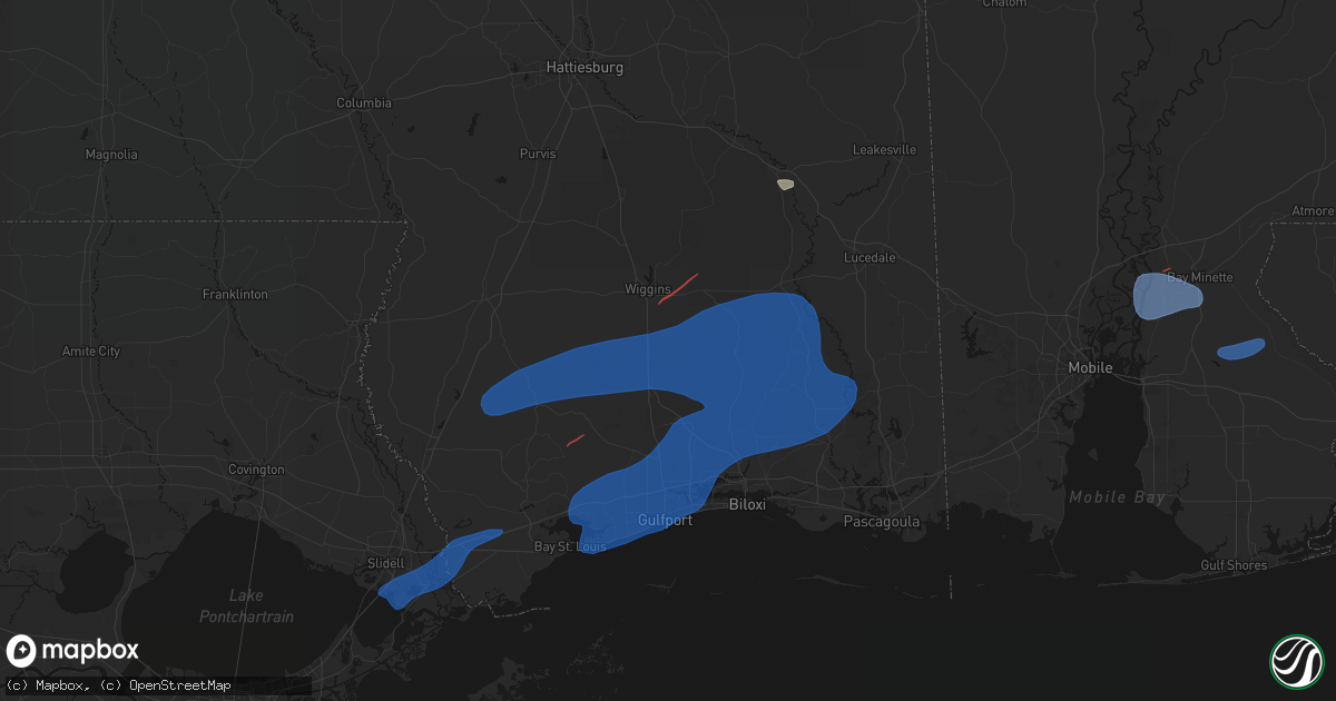 Hail map in Perkinston, MS on June 18, 2026
