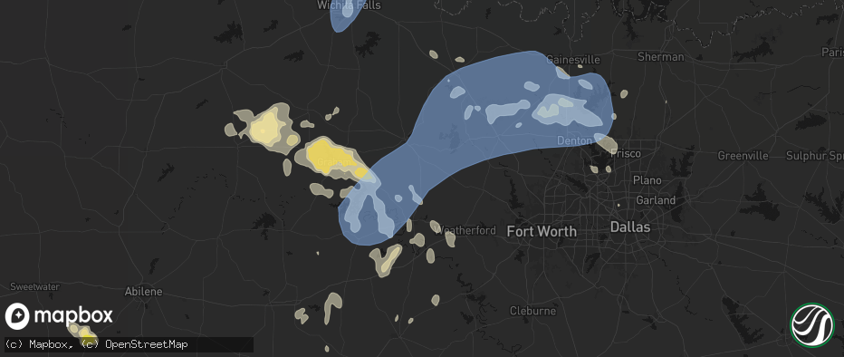 Hail map in Perrin, TX on June 18, 2026