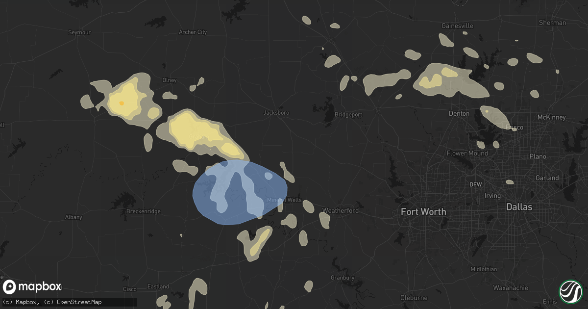 Hail map in Perrin, TX on June 18, 2026