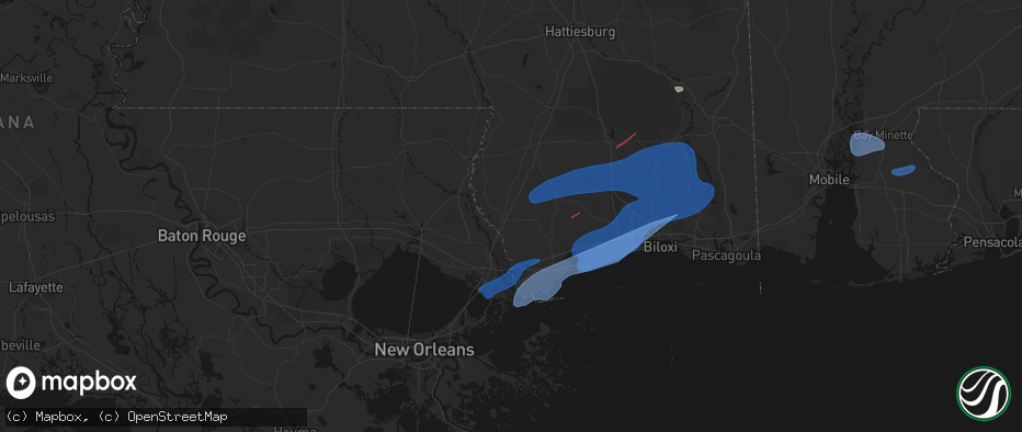 Hail map in Picayune, MS on June 18, 2026