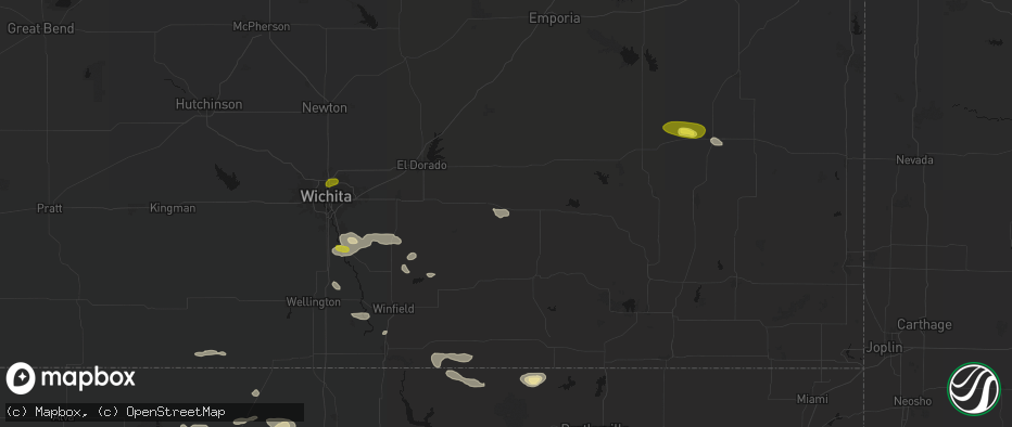 Hail map in Piedmont, KS on June 18, 2026