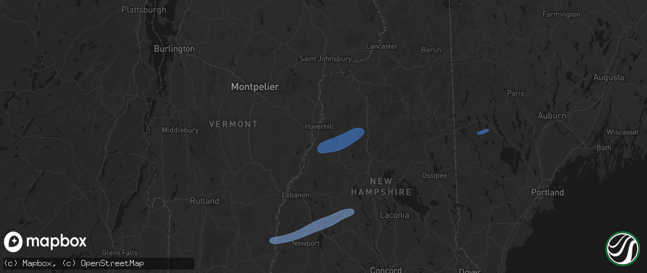 Hail map in Piermont, NH on June 18, 2026