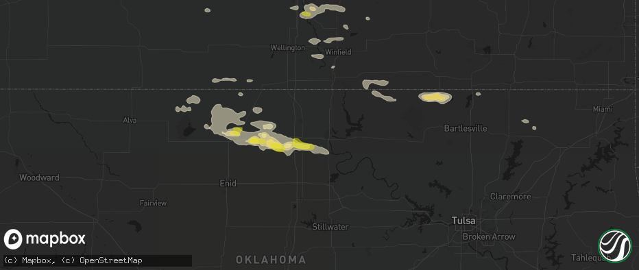 Hail map in Ponca City, OK on June 18, 2026
