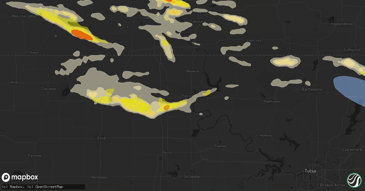 Hail map in Ponca City, OK on June 18, 2026