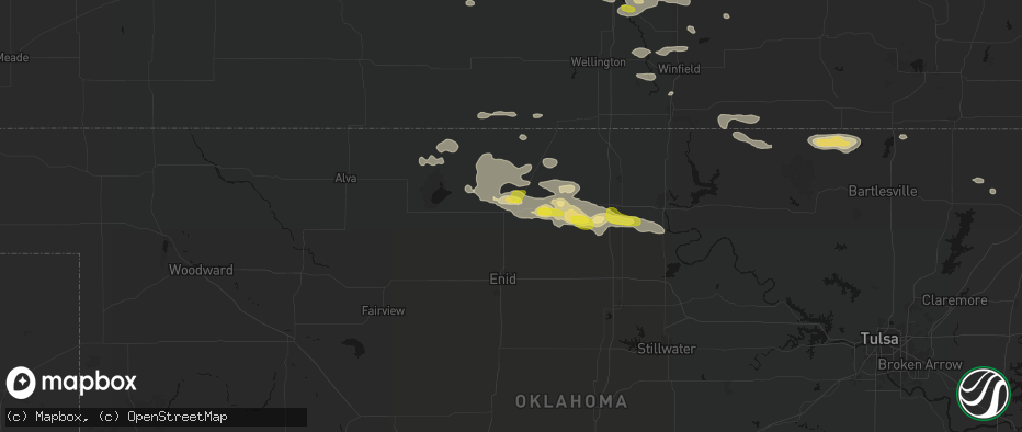 Hail map in Pond Creek, OK on June 18, 2026