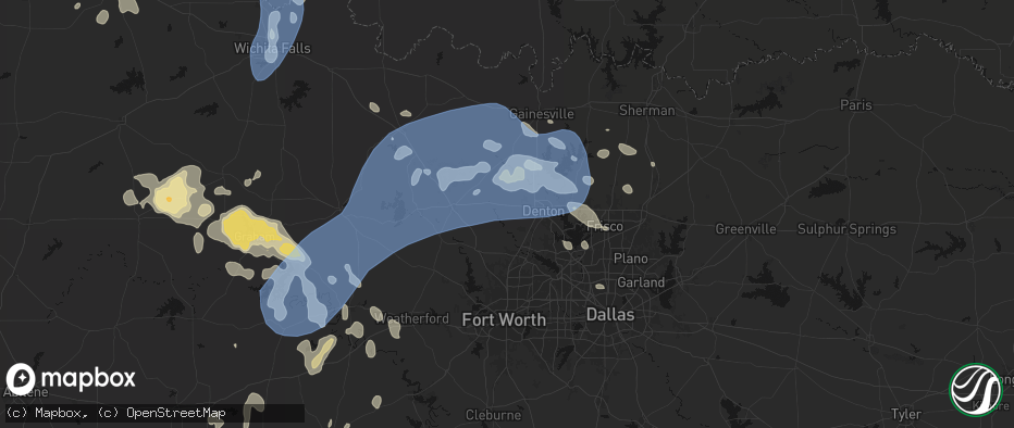 Hail map in Ponder, TX on June 18, 2026