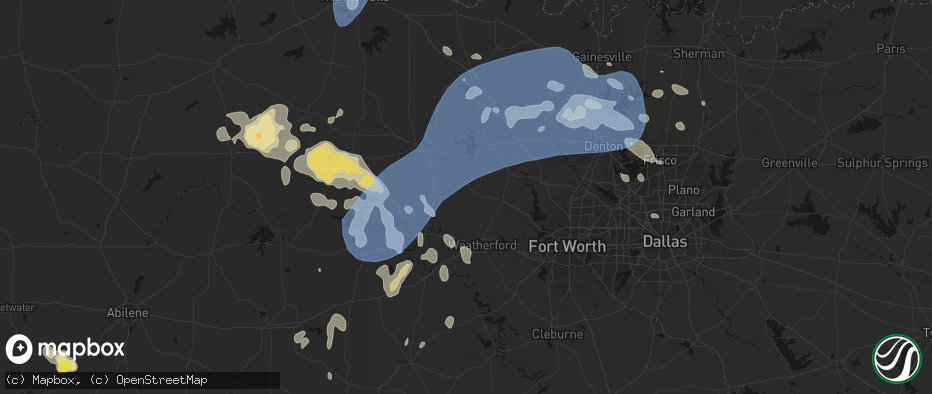 Hail map in Poolville, TX on June 18, 2026