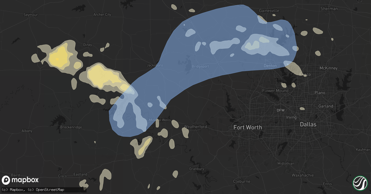 Hail map in Poolville, TX on June 18, 2026