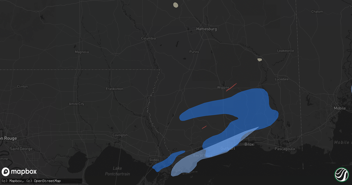 Hail map in Poplarville, MS on June 18, 2026