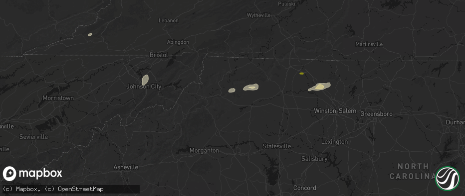 Hail map in Purlear, NC on June 18, 2026