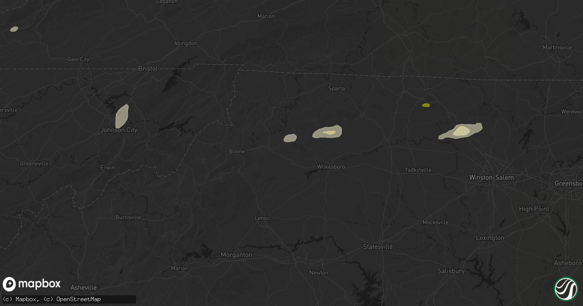 Hail map in Purlear, NC on June 18, 2026