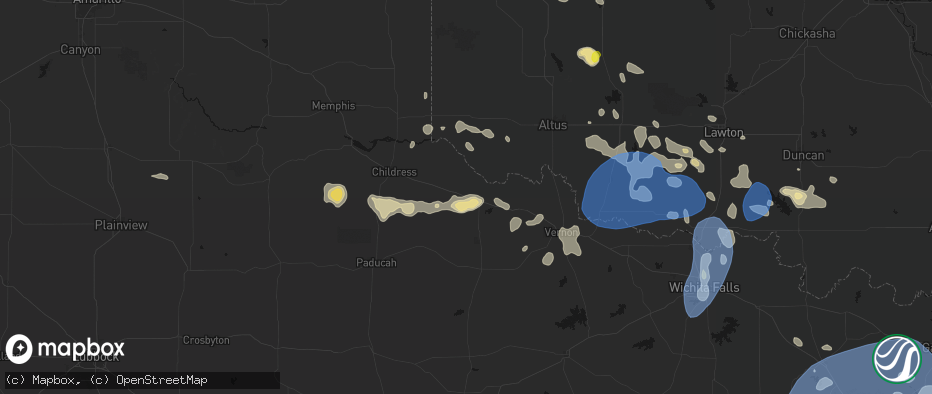 Hail map in Quanah, TX on June 18, 2026