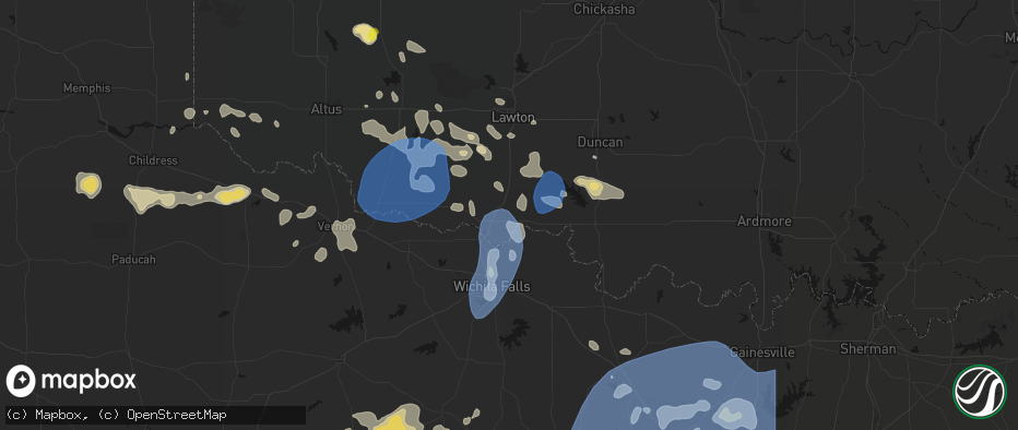 Hail map in Randlett, OK on June 18, 2026