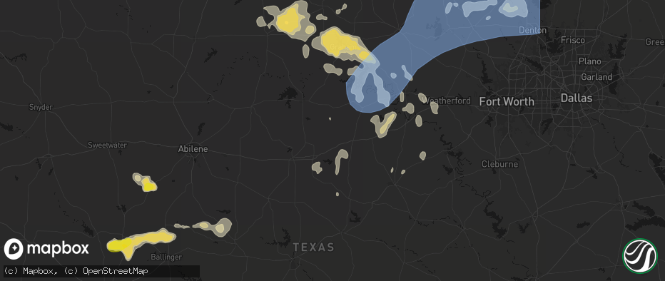 Hail map in Ranger, TX on June 18, 2026