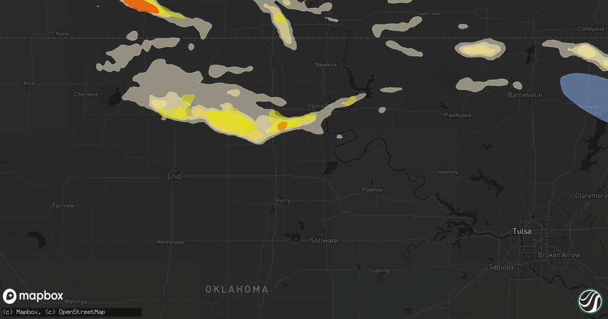 Hail map in Red Rock, OK on June 18, 2026