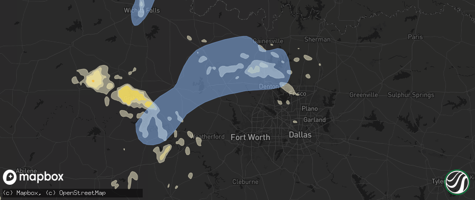 Hail map in Rhome, TX on June 18, 2026