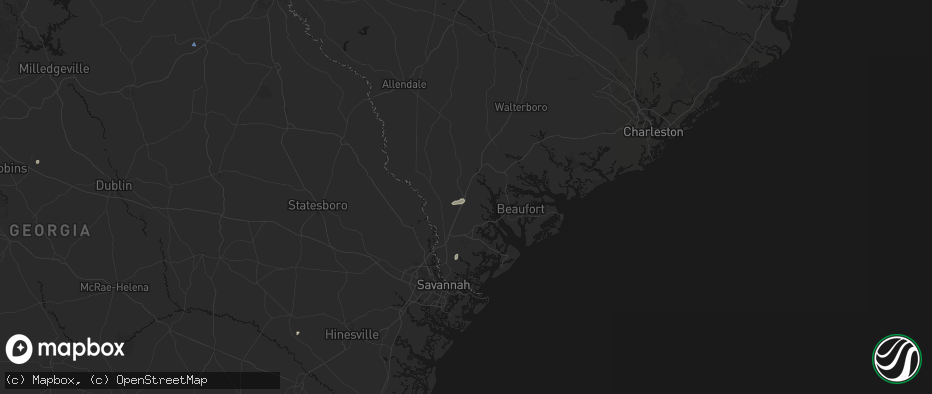Hail map in Ridgeland, SC on June 18, 2026