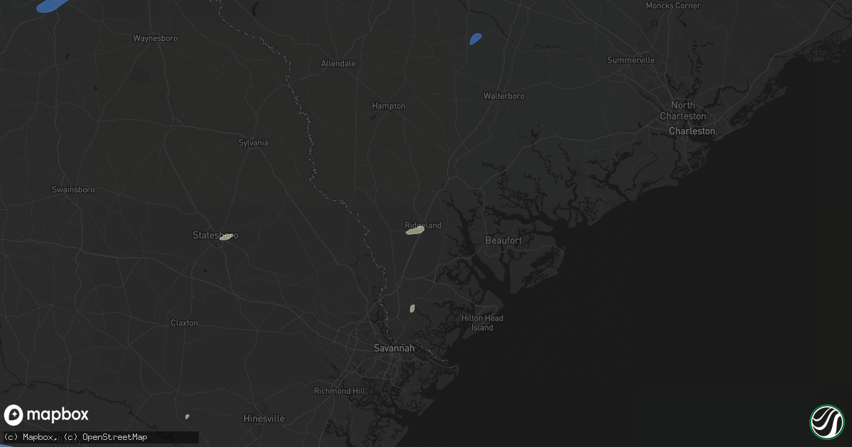 Hail map in Ridgeland, SC on June 18, 2026