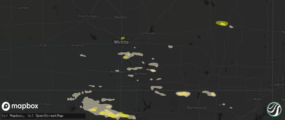 Hail map in Rock, KS on June 18, 2026