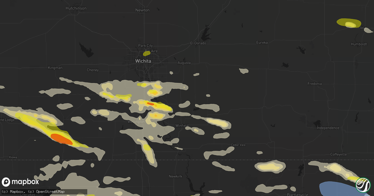 Hail map in Rock, KS on June 18, 2026