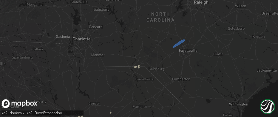 Hail map in Rockingham, NC on June 18, 2026