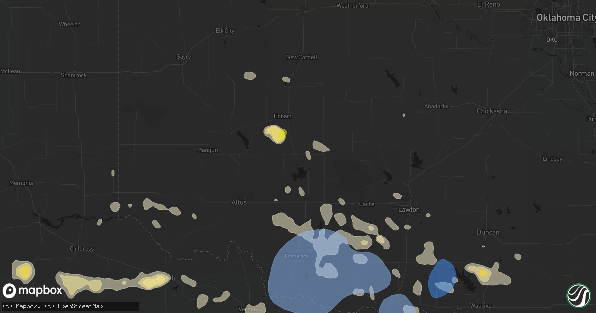 Hail map in Roosevelt, OK on June 18, 2026