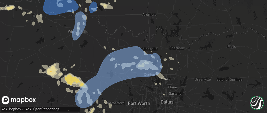 Hail map in Rosston, TX on June 18, 2026