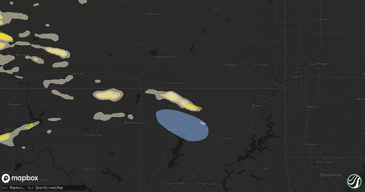 Hail map in S Coffeyville, OK on June 18, 2026
