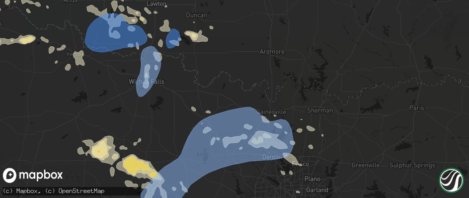 Hail map in Saint Jo, TX on June 18, 2026