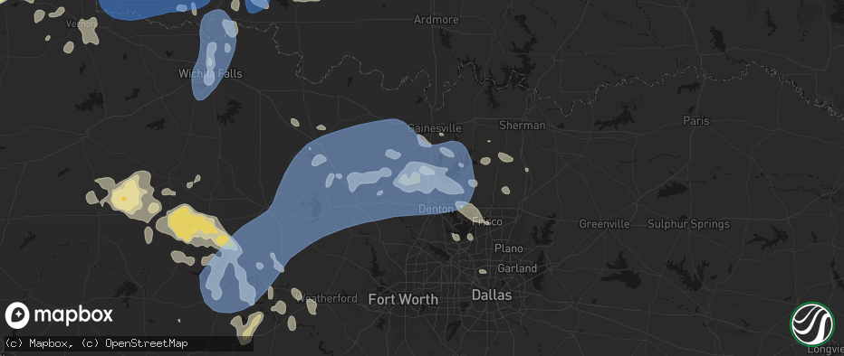 Hail map in Sanger, TX on June 18, 2026