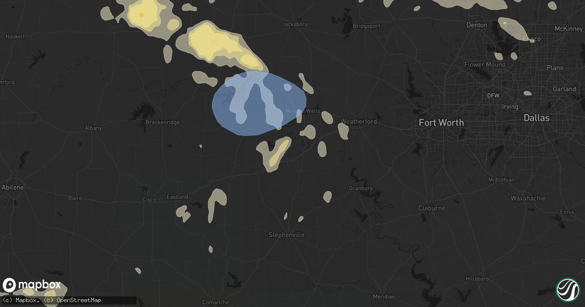 Hail map in Santo, TX on June 18, 2026