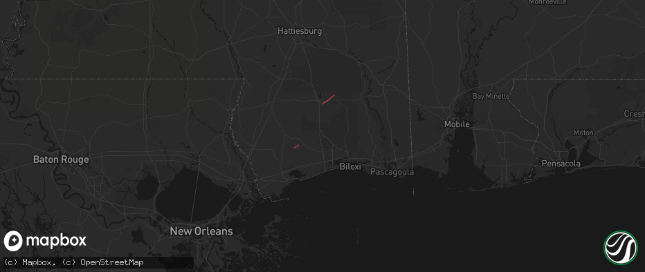 Hail map in Saucier, MS on June 18, 2026