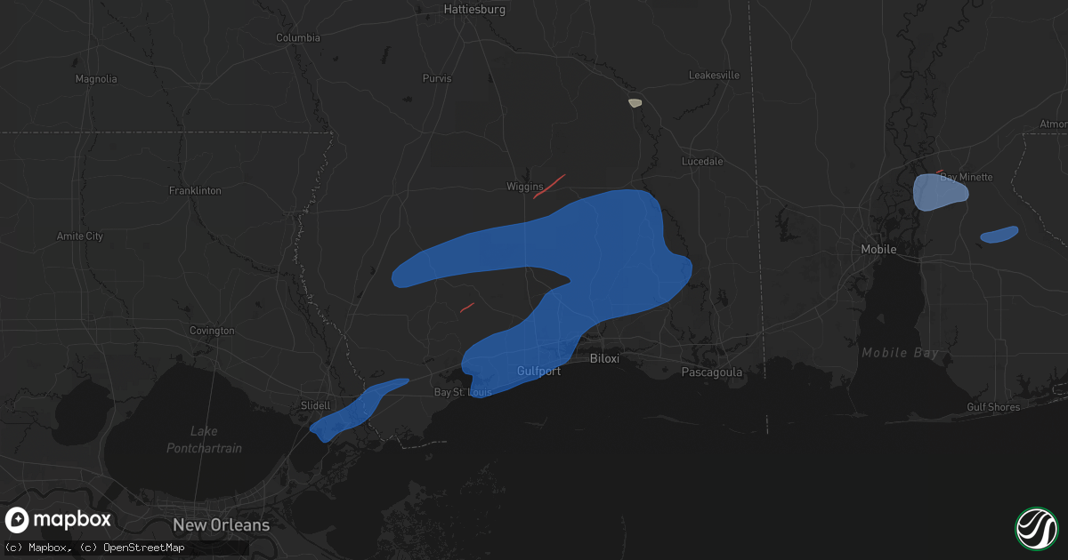 Hail map in Saucier, MS on June 18, 2026